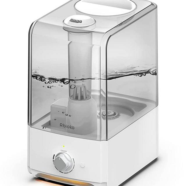 Rbioko Humidifiers for Large Room Bedroom (6.5L), Cool Mist Ultrasonic Air Vaporizer for Home Whole House Babies, Customized Humidity, Night Light, Whisper-Quiet (White)