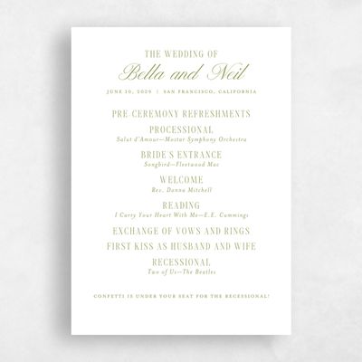 Marsh Green Wedding Program - Roscana