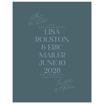 Deep Blue Spruce Wedding Digital Save the Date - Menton Portrait