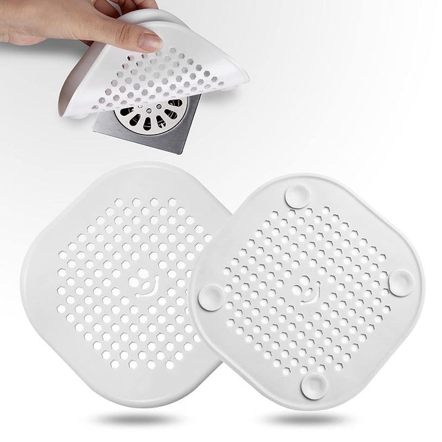 2 Pack Drain Hair Catcher Durable Silicone Drain Cover Sink Drain Strainer Hair Stopper for Shower Kitchen Bathroom Tub Pure White