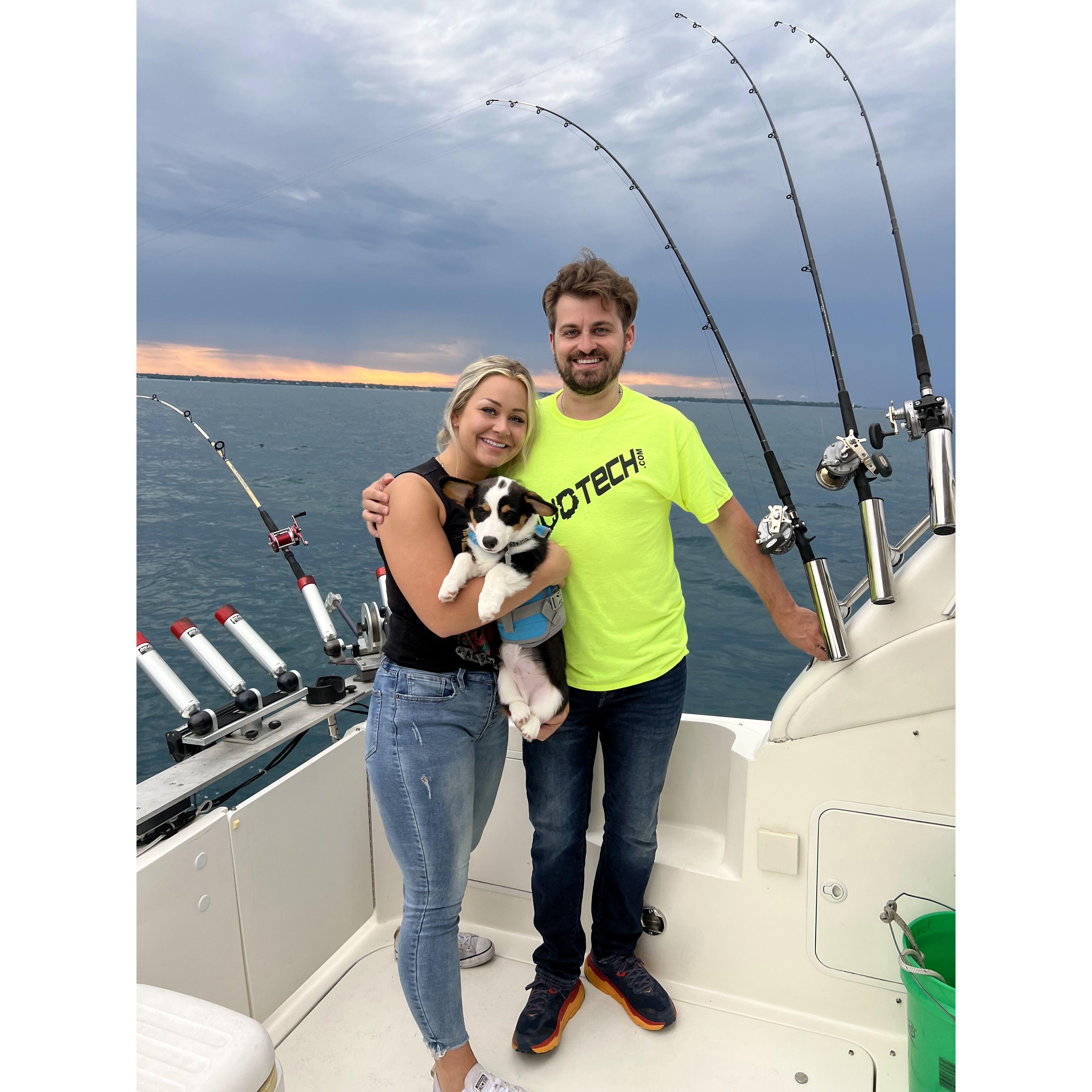 Lake Michigan on John and Suellen's boat.