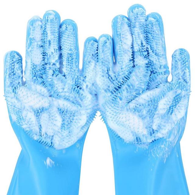 pecute Pet Grooming Gloves 2 Pairs, Heat Resistant Cat Bathing Gloves with High-Density Teeth, Silicone Dog Bathing Gloves with Enhanced Five Finger Design, Bathing and Massaging for Dogs and Cats