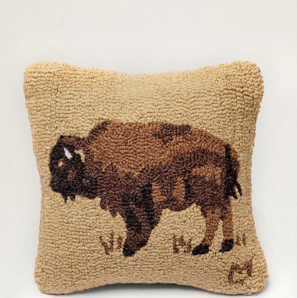 BUFFALO HOOKED SQUARE PILLOW