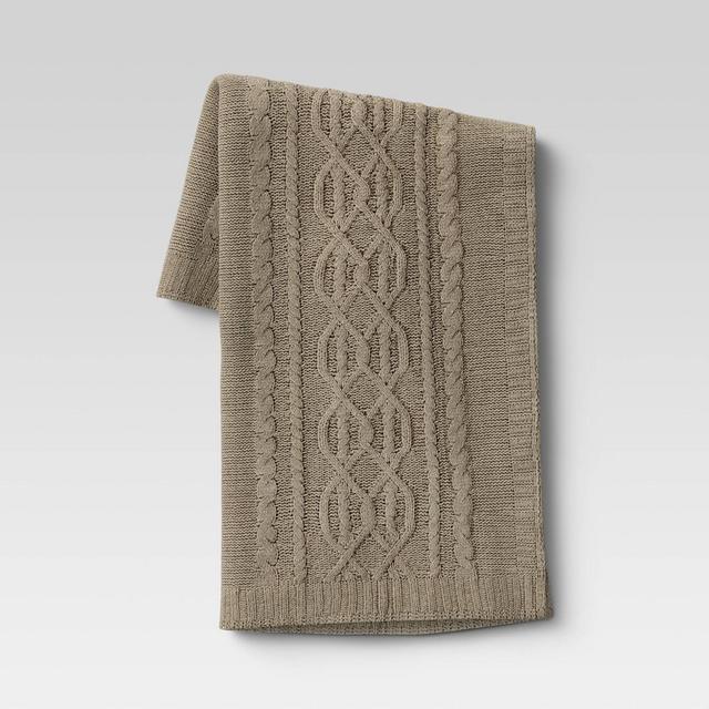 50"x60" Cable Knit Chenille Throw Blanket Sage - Threshold™