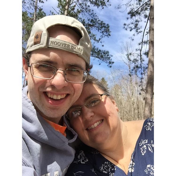 One of our hobbies is geocaching... Here we are at Greenwood Falls near our home in New York.