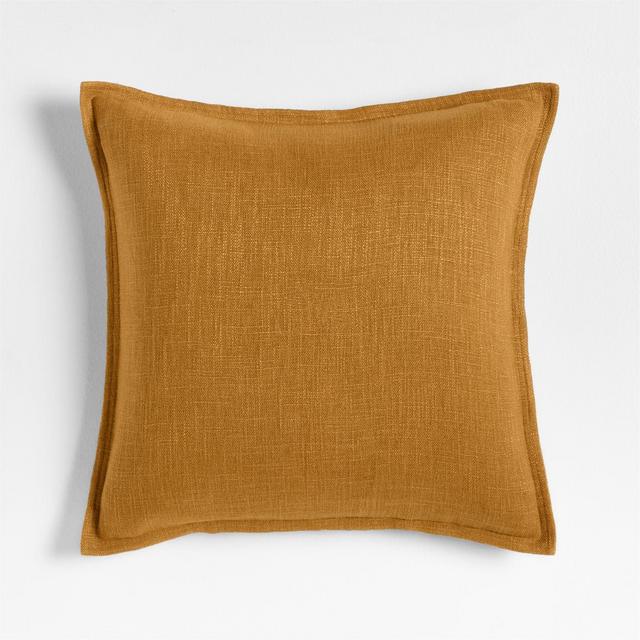 Moroccan Ocher 20x20 Organic Laundered Linen Throw Pillow with Feather Insert