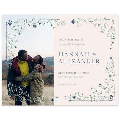 Dark Cobalt, Beige Wedding Digital Save the Date - Mirto Photo