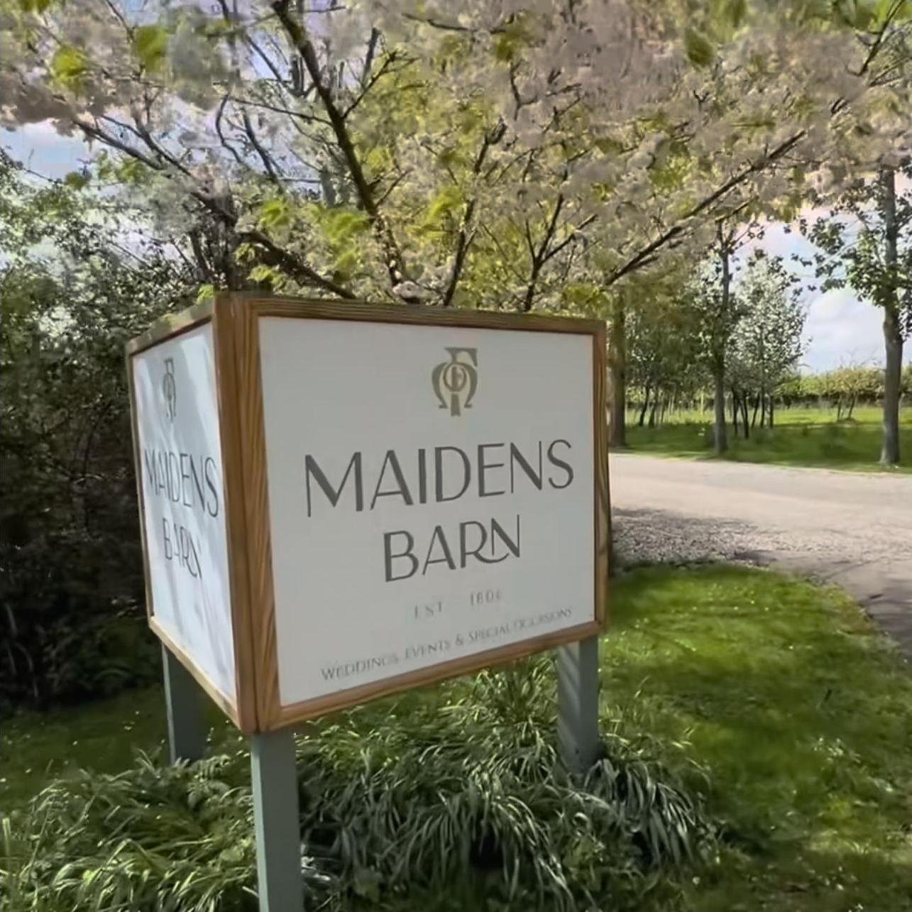 Maidens Barn Entrance Sign, located at end of Carpark