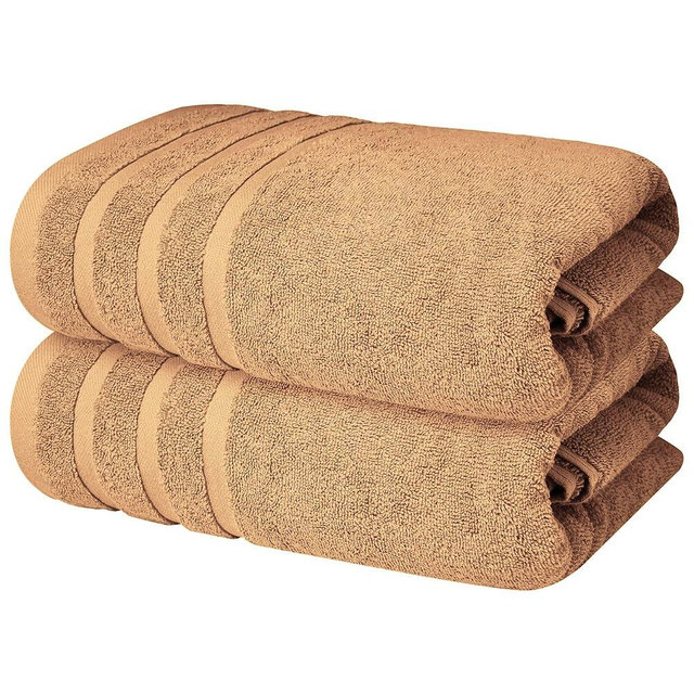 Infinitee Xclusives 100% Cotton Luxury Bath Towels Set of 2 (27x54 Inches), Soft, Absorbent, Quick Dry, Perfect Towels for Bathroom, Gym, Spa & Hotel |Cosmic Sand|