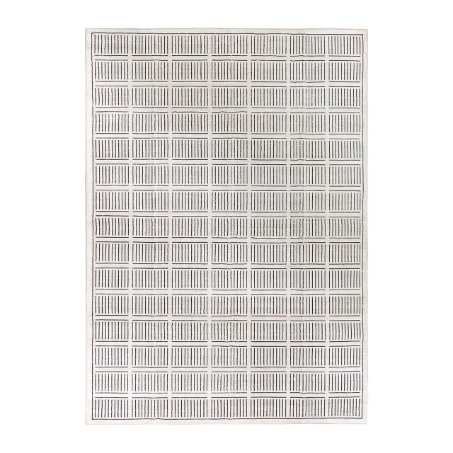 World Rug Gallery Bohemian Stripe Lines Washable Non Slip Area Rug - IVORY 8'x10': Stain & Fade-Resistant, Low Pile, Pet Friendly