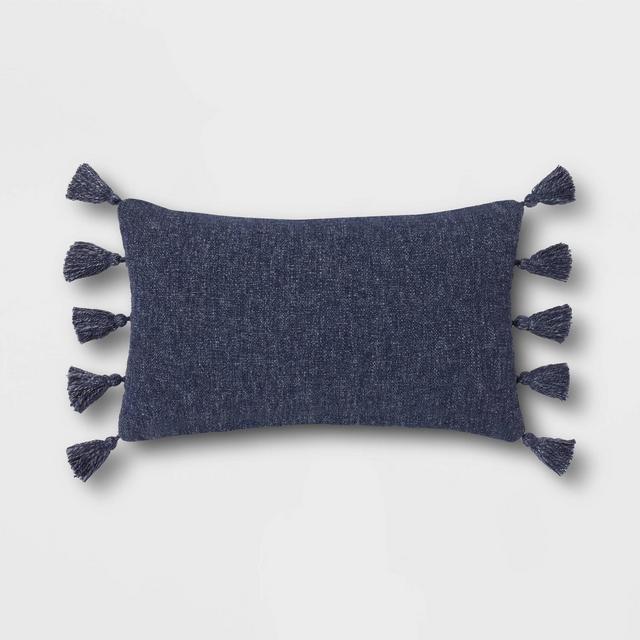 Lumbar Throw Pillow with Side Tassels Navy - Threshold™