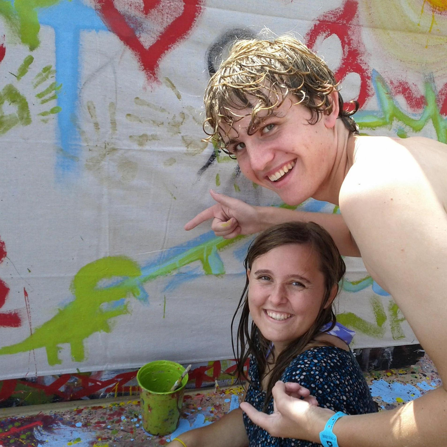 Another first for us! In the summer of 2012, we went to Doheny Days Music Festival together to see The Flaming Lips. In between acts, we swam in the ocean, then contributed to this mural.