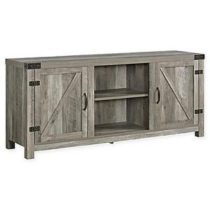 Forest Gate Wheatland Barn Door 58-Inch TV Stand with Side Doors in Grey