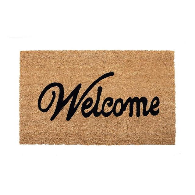 NIKKY HOME Coir Doormat Non Slip Front Door Mat with Word Welcome - 18" X 30"