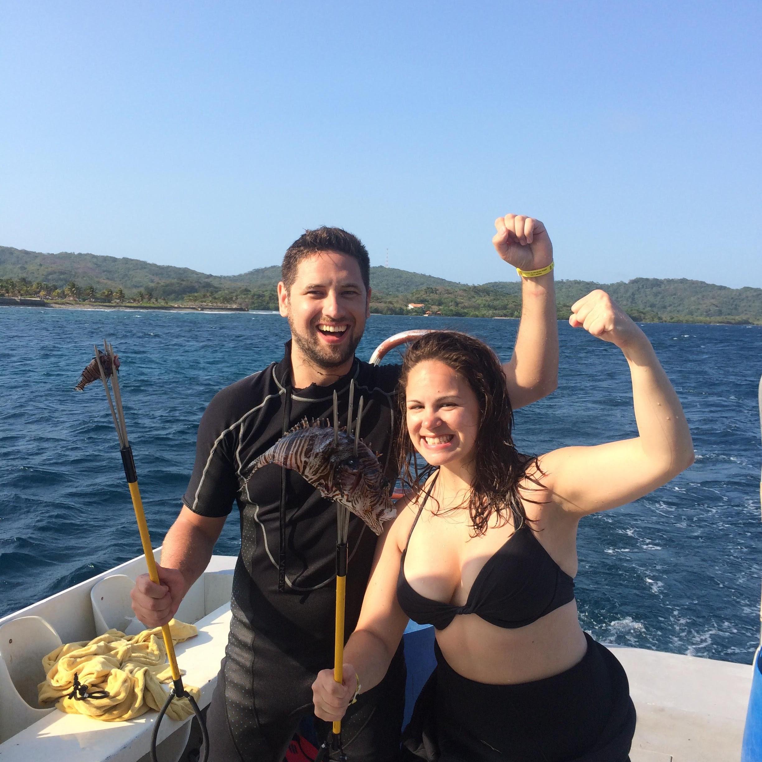 Watch out lion fish...your day has come (in Roatan, Honduras)