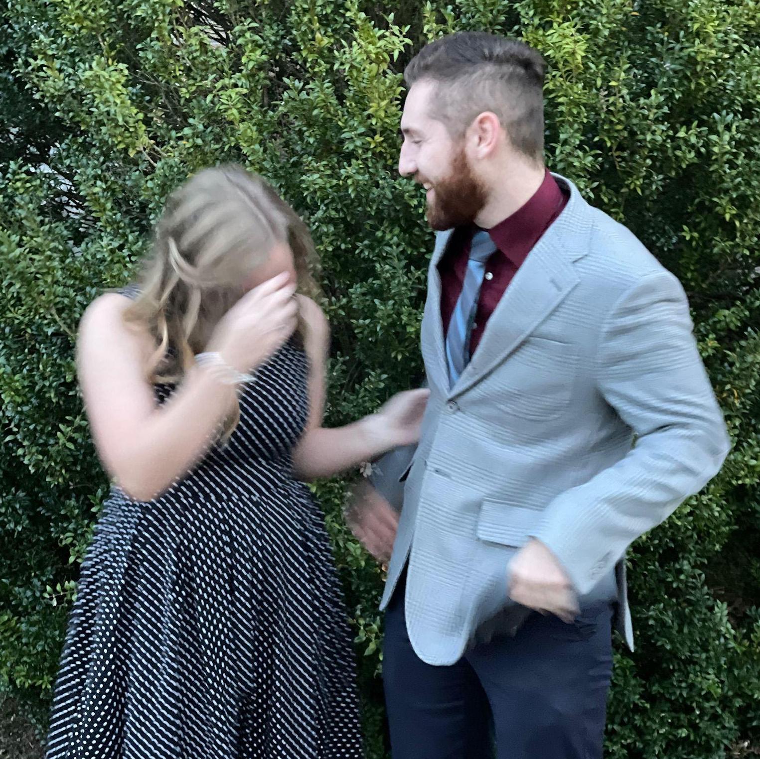 Our first picture! I asked Chris to Bryan College's Sadie Hawkins Dance. Our friend Seleana took this picture of us. Right before snapping this, she said "This will be shown at your wedding someday."