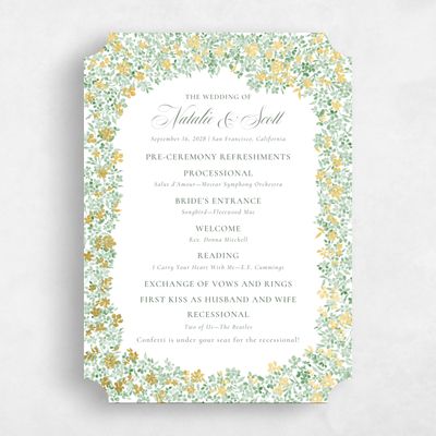 Green Ticket Wedding Program - Lunette Foil