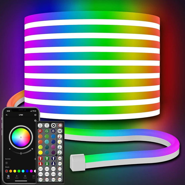 AILBTON Led Neon Rope Lights 32.8Ft,Control with App/Remote,Flexible Led Rope Lights,Multiple Modes,IP65 Outdoor RGB Neon Lights Waterproof,Music Sync Gaming Led Neon Strip Lights for Bedroom Indoor