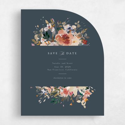 Blue Half arch Wedding Save the Date - Fenella Portrait