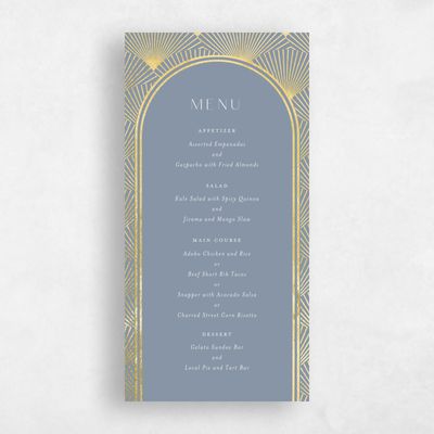 Dusty Blue Wedding Menu - Hayden Foil
