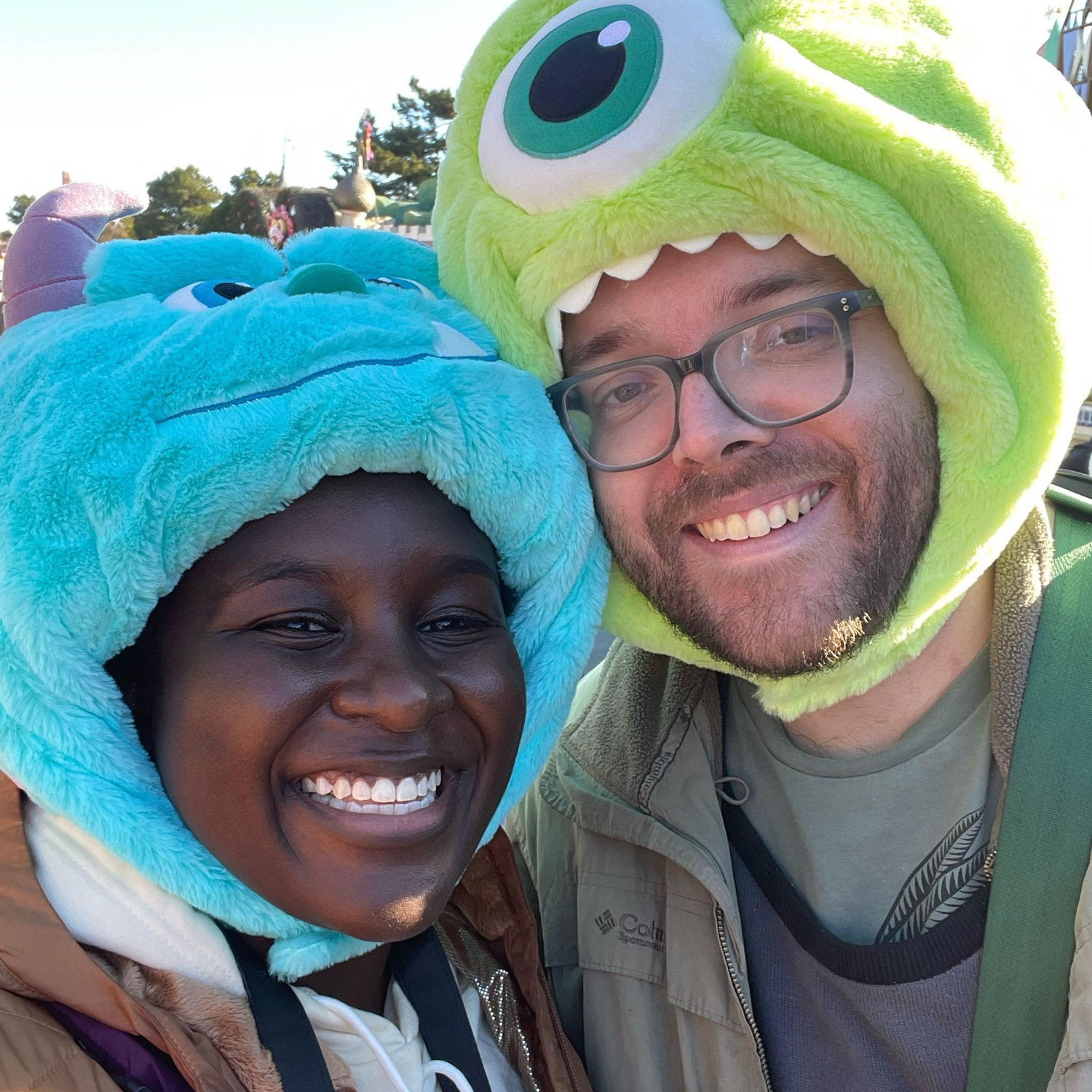 At Tokyo Disney Land! The best hats to protect your head from the cold.