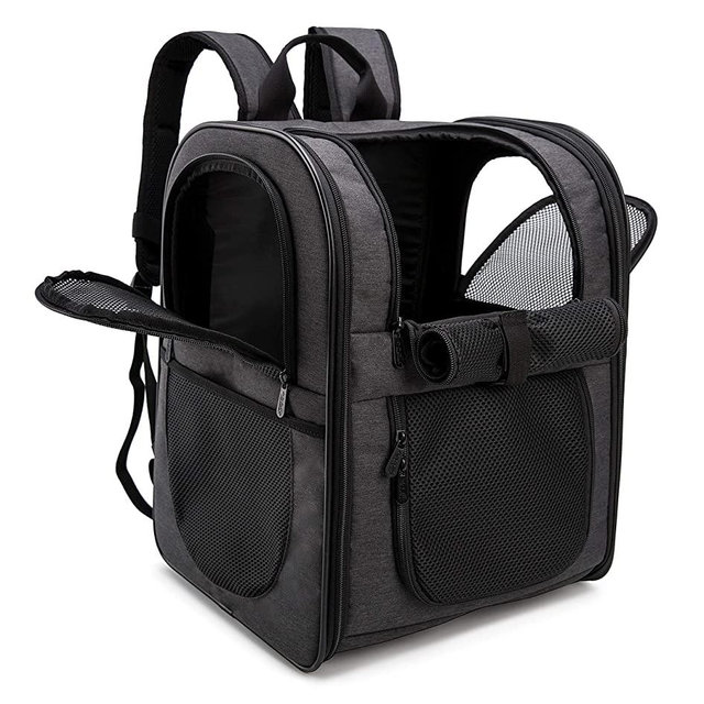 Apollo Walker Pet Carrier Backpack for Large/Small Cats and Dogs, Puppies, Safety Features and Cushion Back Support for Travel, Hiking, Outdoor Use (Black)