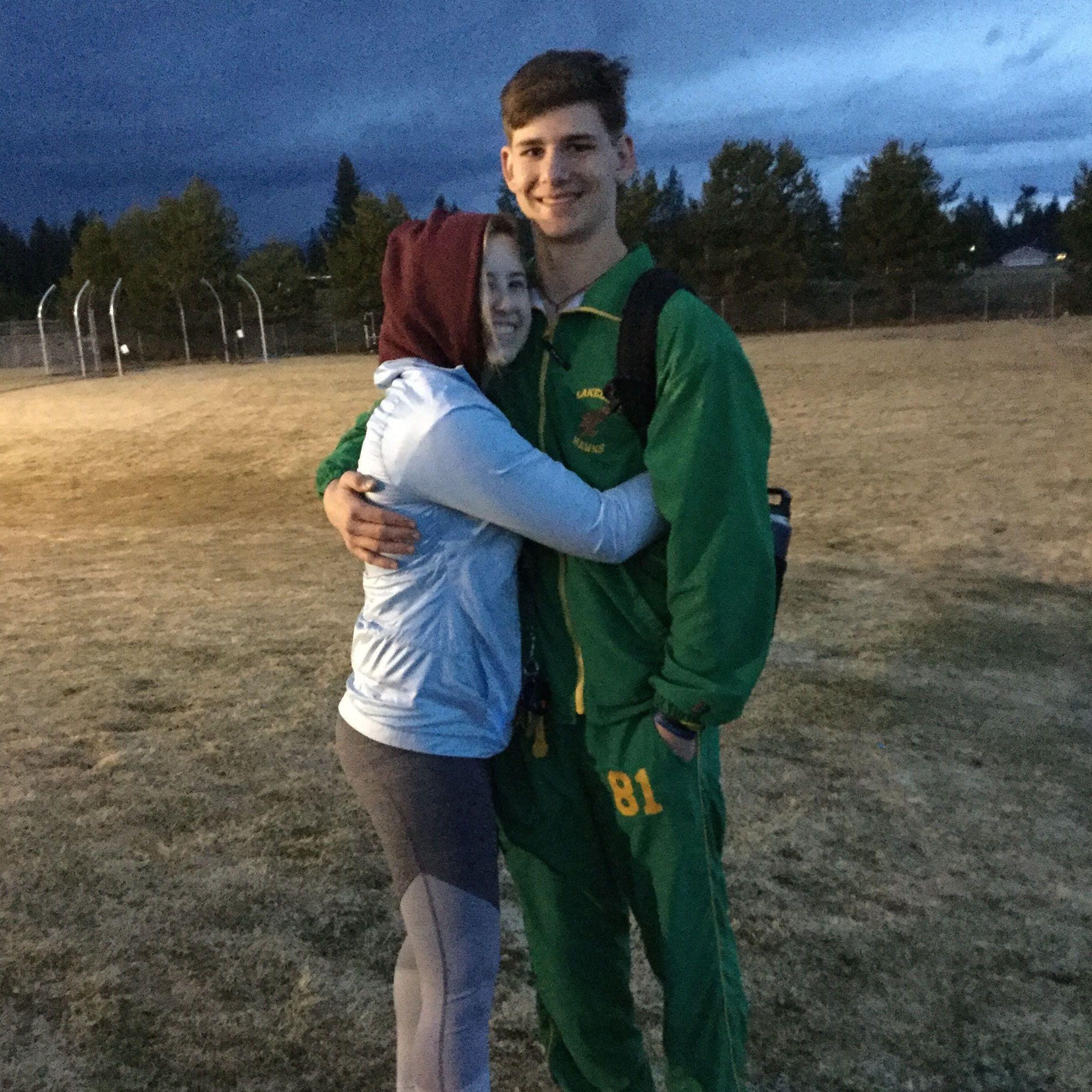 First picture together when I surprised him at his track meet sophomore year