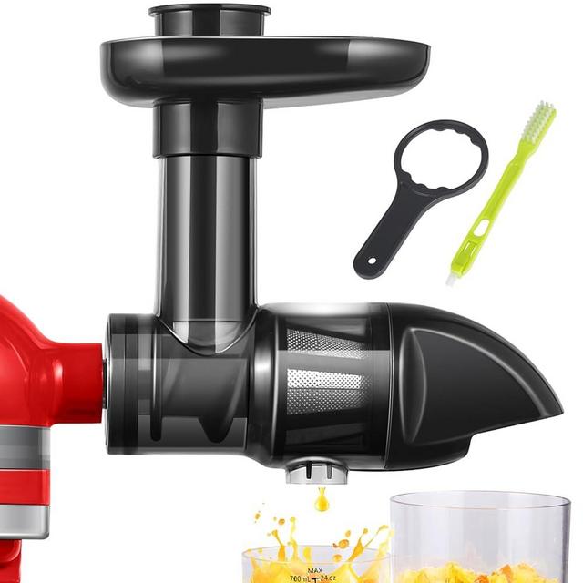 Masticating Juicer Attachment for KitchenAid All Models Stand Mixers,AMZCHEF Masticating Juicer, Slow Juicer Attachment for All KitchenAid Mixers, Cold Press Juicer Parts (Iron black)