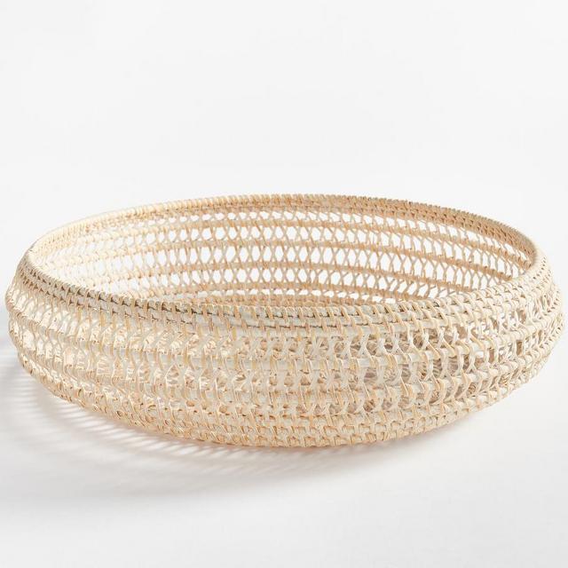 Miramar Woven Rattan Round Serving Bowl - White Wash