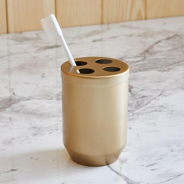 Caspian Bath Toothbrush Holder, Antique Brass