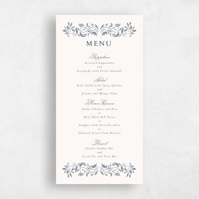 Blue Greenery Wedding Menu - Palais