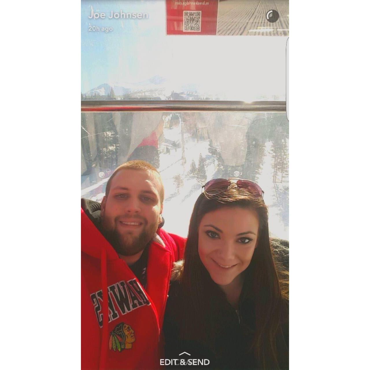 Riding a gondola at Breckenridge CO