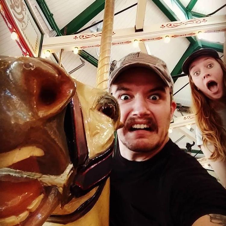 Goofing off at the zoo.