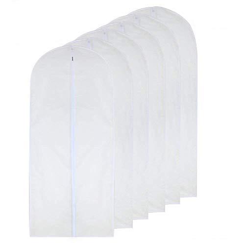 HomeClean Garment Bag Clear 24'' x 54'' Long Dress Garment Bags White Breathable Full Zipper Dust Cover for Clothes Storage Closet Pack of 6