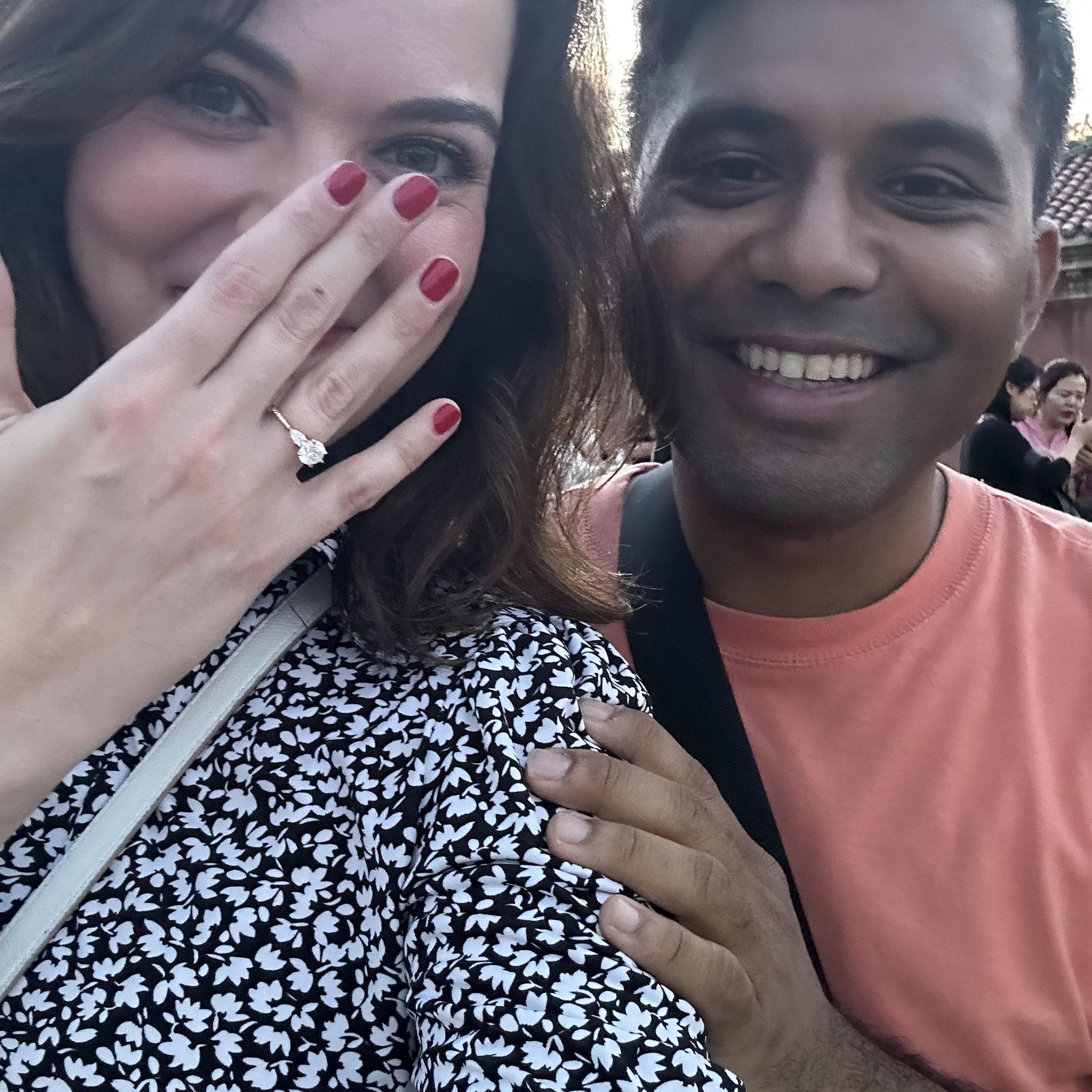 Waiting for family to answer our FaceTime call after getting engaged