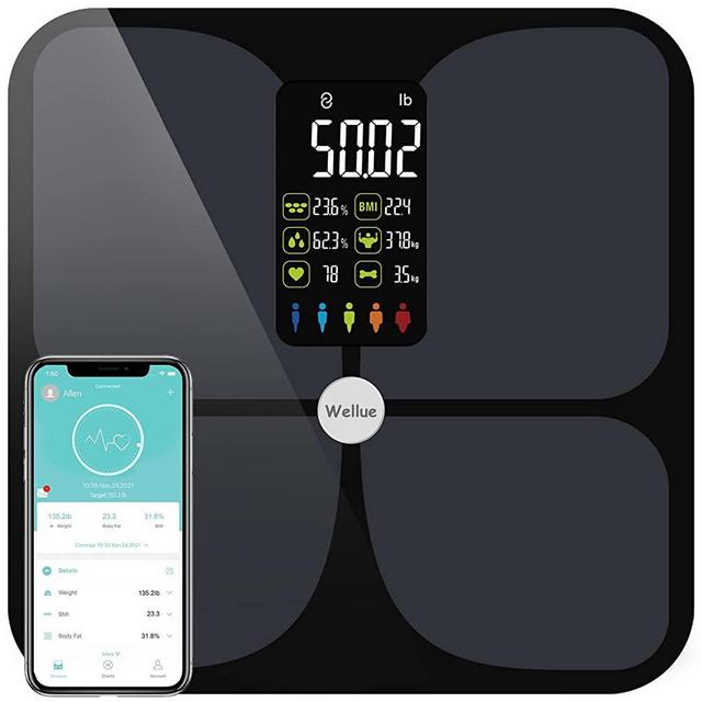 Scales for Body Weight and Fat, Lescale Large Display Weight Scale, High Accurate Body Fat Scale Digital Bluetooth Bathroom Scale for BMI Heart Rate, 15 Body Composition Analyzer Sync with Fitness App
