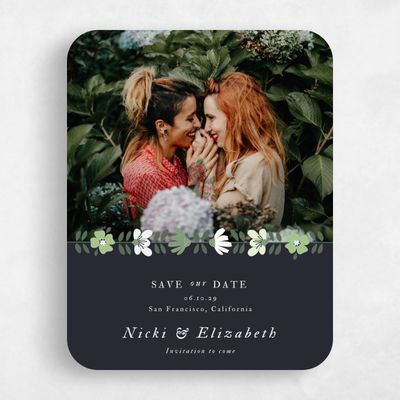 Black Rounded Wedding Save the Date - Terra Photo