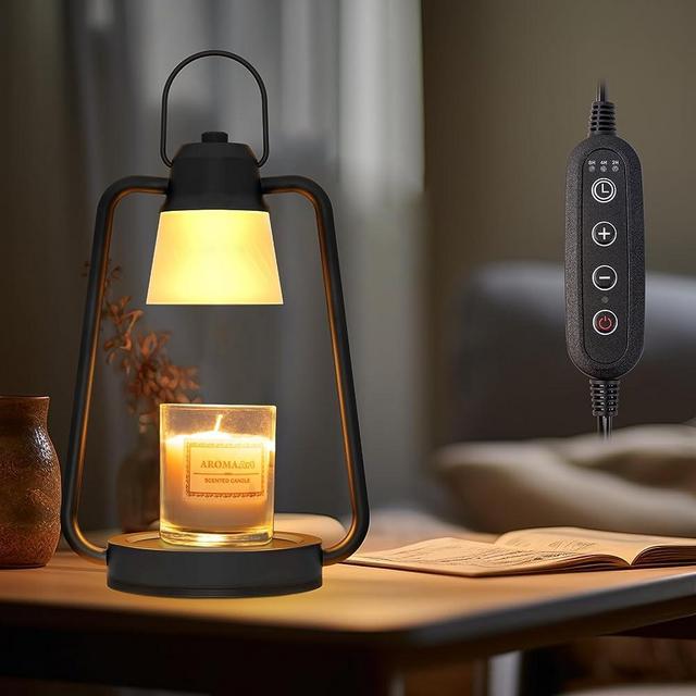 MAOYUE Candle Warmer Lamp Dimmable Timer: Electric Metal Top Down Light Heat Melting Wax Candles Vintage Fits Large Small Jar Scented Candel Warming Lantern for Holidays Gift Black
