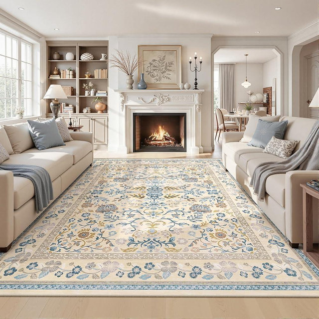 ComiComi 8x10 Area Rugs for Living Room Cloud Like Soft Washable Rugs for Bedroom Cottage Floral Rug Non Slip Waterproof Carpet for Dining Room Nursery Beige Living Room Carpet