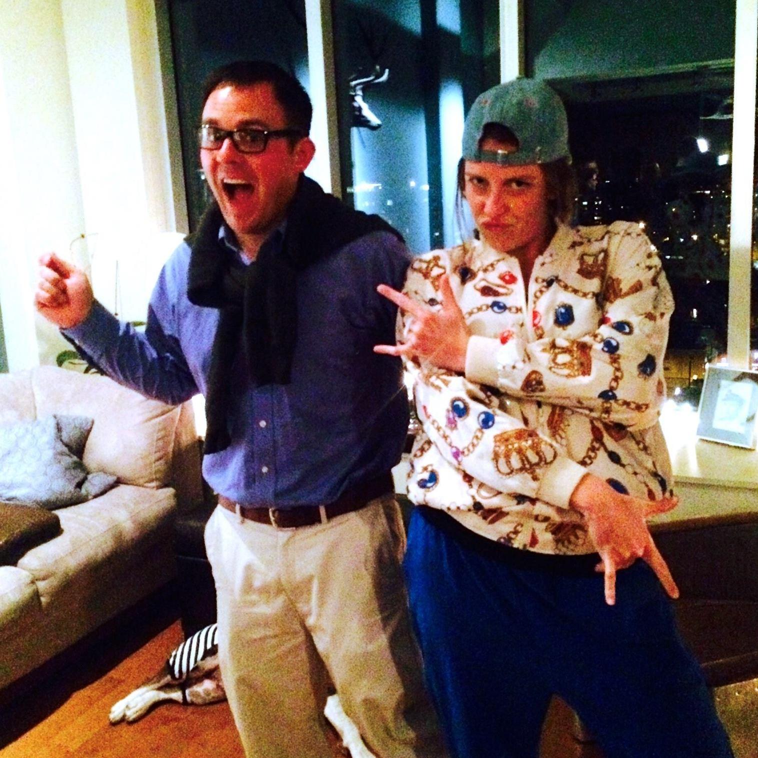 To our PA school Halloween party wen Fresh Prince and Carlton. Let it be known that everyone is aware that Fresh Prince made no pose or face like that... ever. Carlton is spot on.
