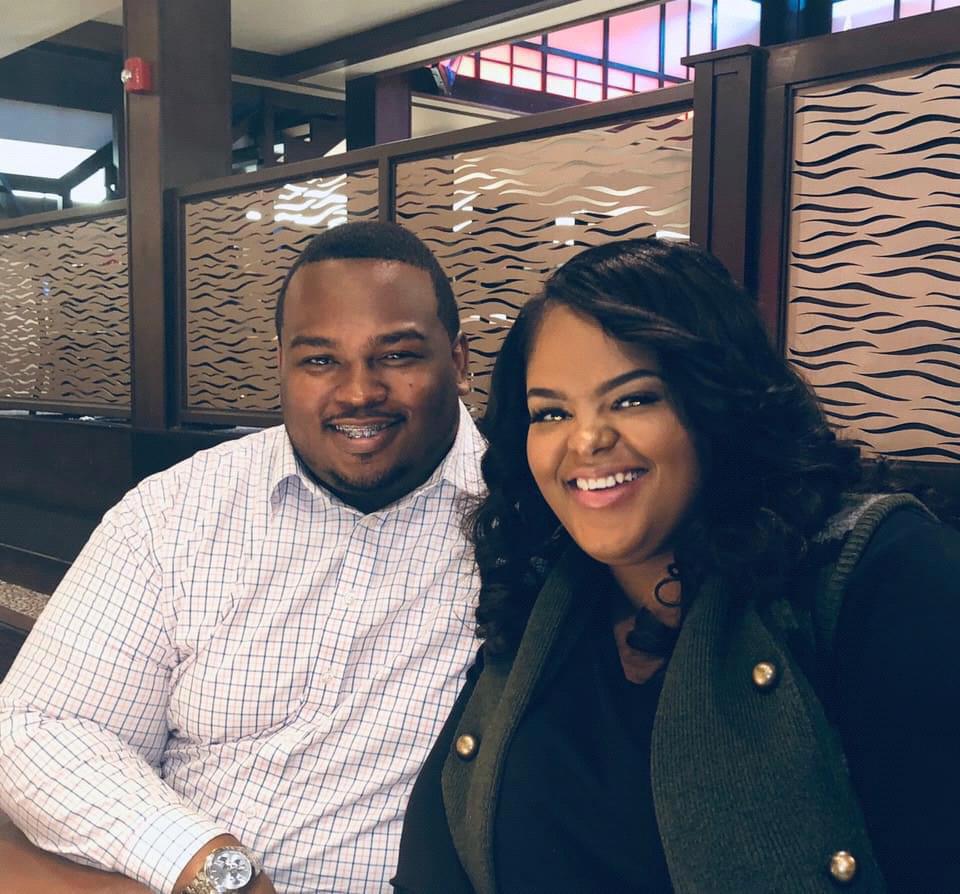 Our first picture together at dinner.