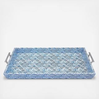 Moroccan Tile Work Handled Tray with Insert