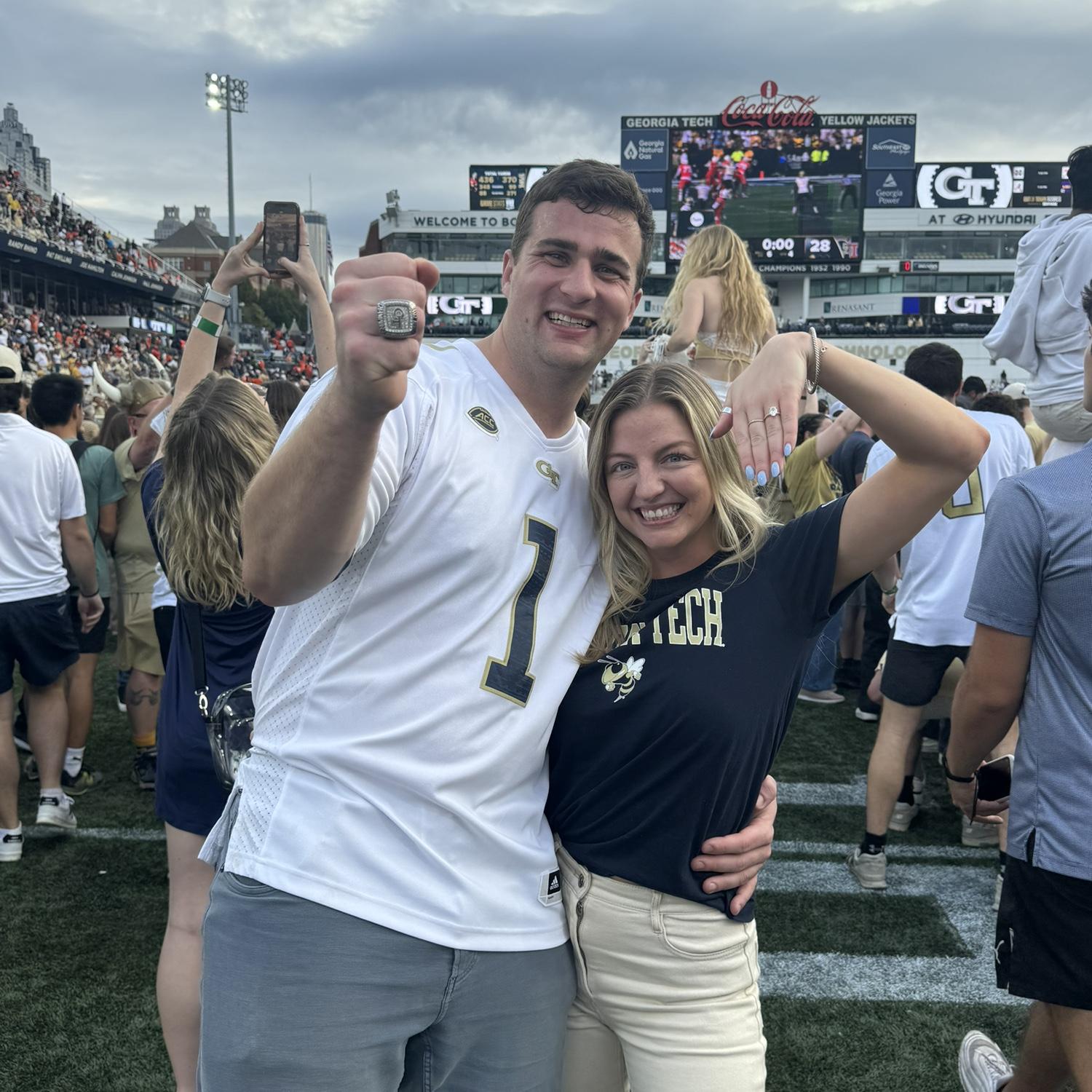 Storming the field after Georgia Tech's win over undefeated Miami!