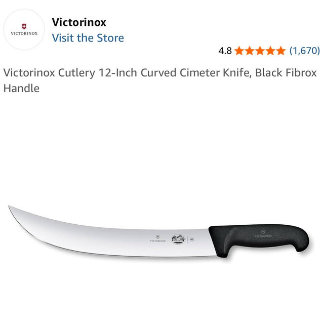 Victorinox Cutlery 12-Inch Curved Cimeter Knife, Black Fibrox Handle