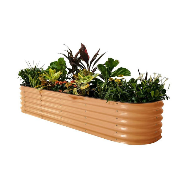Vego garden Raised Garden Bed Kits, 17" Tall 9 in 1 8ft X 2ft Metal Raised Planter Bed for Vegetables Flowers Ground Planter Box, Terra Cotta