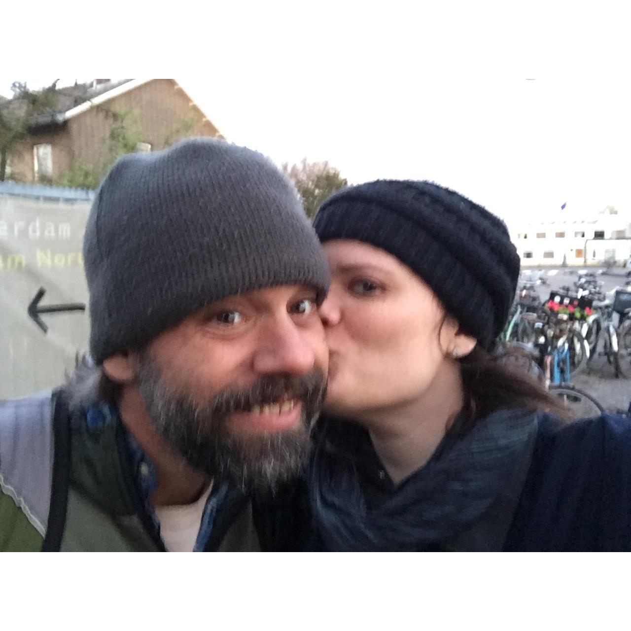 Still smiling after returning bikes from 35 mile ride around North Amsterdam, Netherlands | April 2017