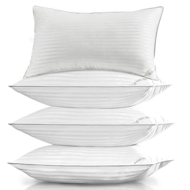Basic Beyond King Size Pillows Set of 4 - Soft 20 x 36 Inches 4 Pack King Down Alternative Pillows for Back, Stomach or Side Sleepers, White