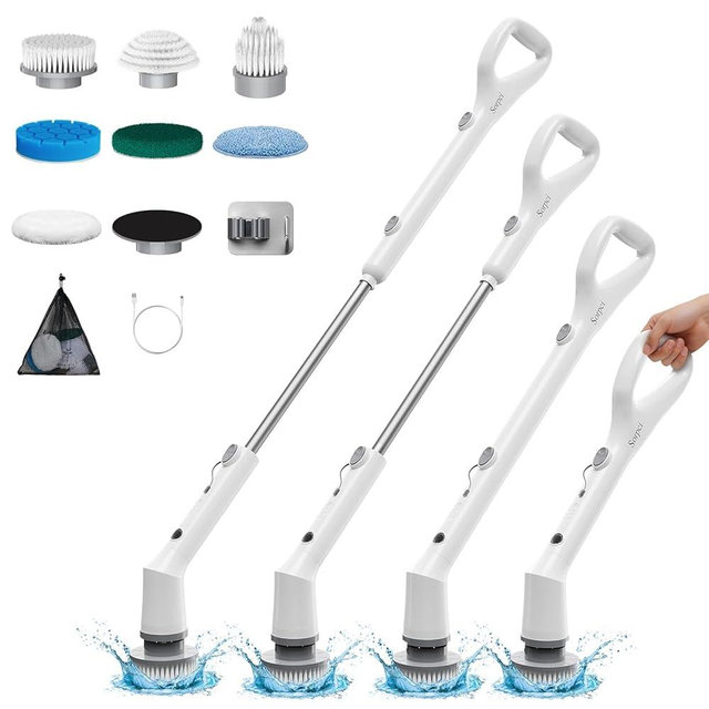 Sorpci Electric Spin Scrubber, 2025 New Cordless Cleaning Brush, Shower Cleaning Brush with 7 Replaceable Brush Heads, Power Scrubber 3 Adjustable Speeds, Detachable Long Handle & IPX7 Waterproof