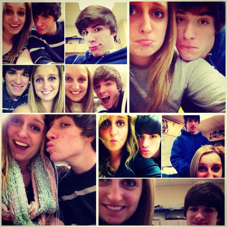 A 'Happy Birthday' collage that Kailee made for Brandon in high school as best friends. Kailee's favorite memory from these moments was Brandon braiding her hair during class.