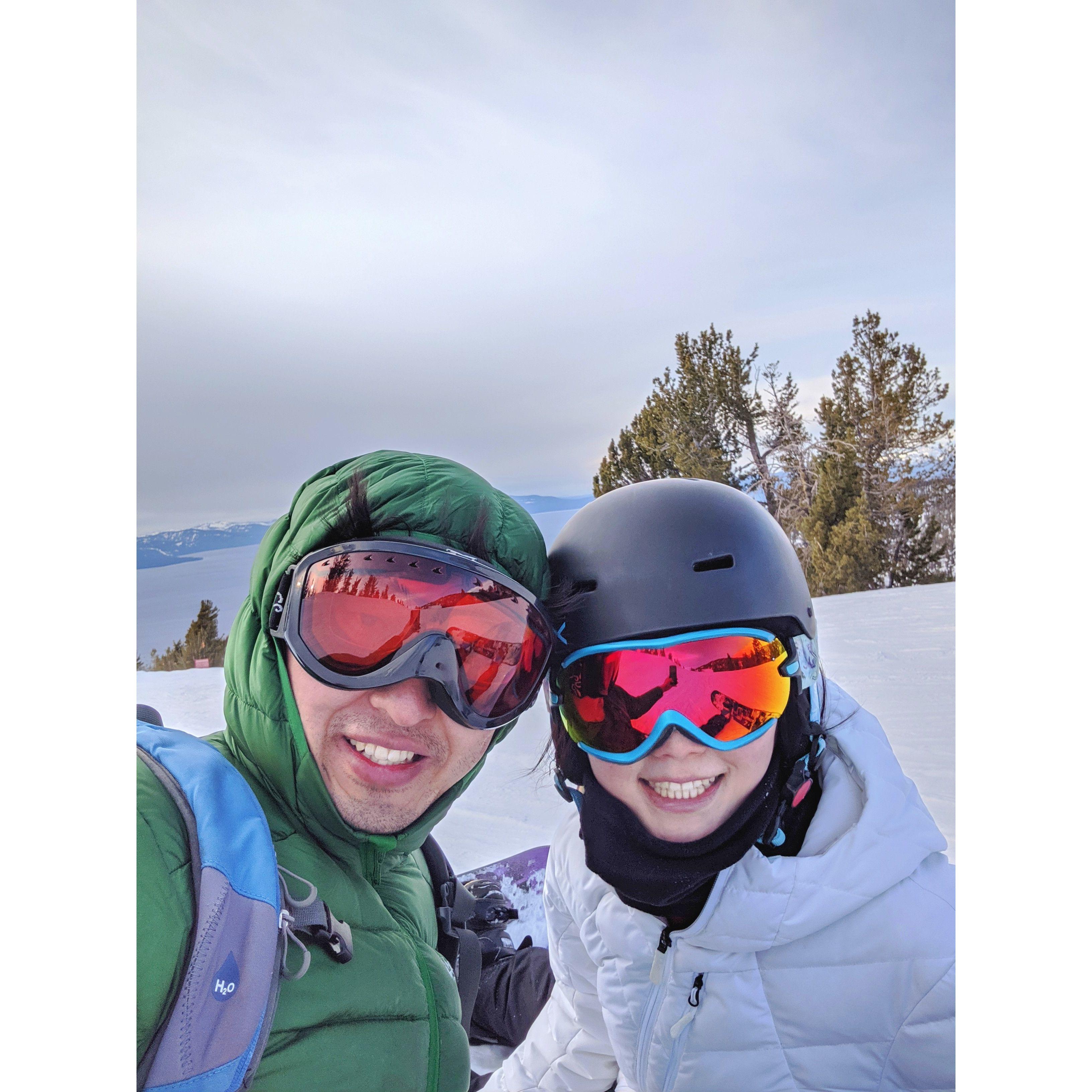 Snowboarding in Tahoe.